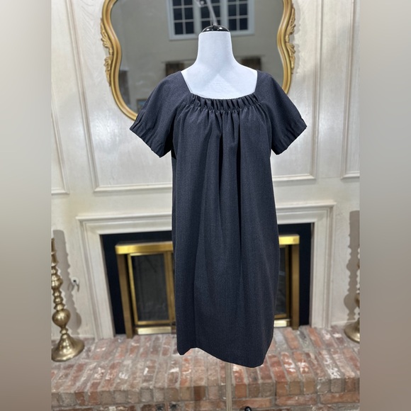 GAP Gray Wool Blend Shift Dress XL Square Neck Empire Waist - Picture 1 of 10
